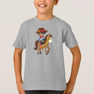 Afrikaanse Amerikaanse jongen, cowboy, sheriff, pa T-shirt