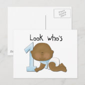 Afrikaanse Amerikaanse jongen, eerste verjaardag,  Briefkaart (Voorkant / Achterkant)