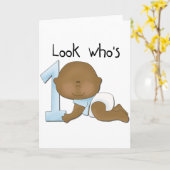 Afrikaanse Amerikaanse jongen, eerste verjaardag,  Kaart (Gele Bloem)