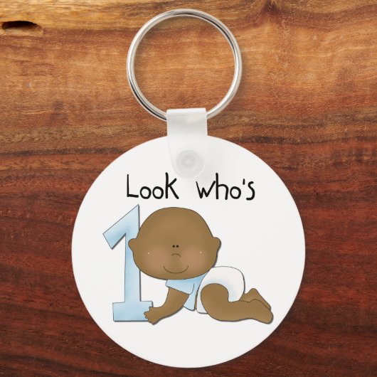 Afrikaanse Amerikaanse jongen, eerste verjaardag,  Sleutelhanger (Voorkant)