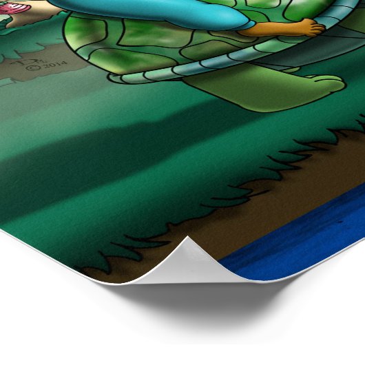 Afrikaanse Amerikaanse jongen en schildpad Poster (Hoek)