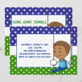 Afrikaanse Amerikaanse Jongen Gymnastiekuitnodigin Kaart (Voorkant / Achterkant)