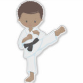 Afrikaanse Amerikaanse jongen, Karate Boy, zwarte  Sticker (Voorkant)