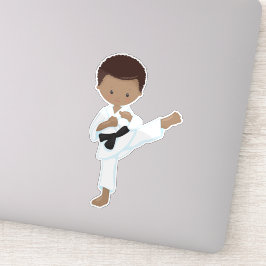 Afrikaanse Amerikaanse jongen, Karate Boy, zwarte  Sticker