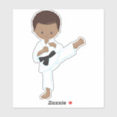 Afrikaanse Amerikaanse jongen, Karate Boy, zwarte  Sticker (Vel)