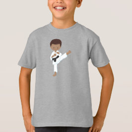 Afrikaanse Amerikaanse jongen, Karate Boy, zwarte  T-shirt
