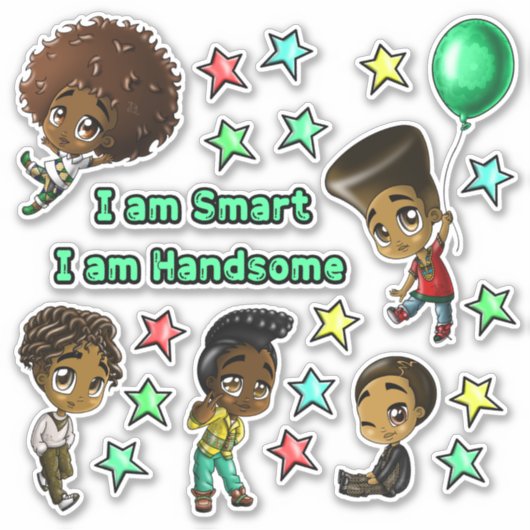 Afrikaanse Amerikaanse jongens Sticker (Voorkant)