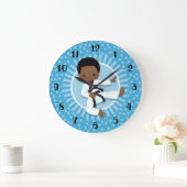 Afrikaanse Amerikaanse Karate Boy Judo Martial Art Grote Klok (Huis)