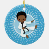 Afrikaanse Amerikaanse Karate Boy Judo Martial Art Keramisch Ornament (Achterkant)