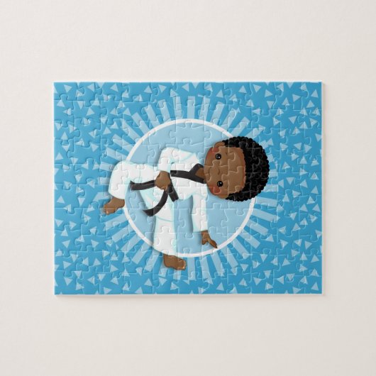 Afrikaanse Amerikaanse Karate Boy Judo Martial Art Legpuzzel (Horizontaal)