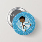 Afrikaanse Amerikaanse Karate Boy Judo Martial Art Ronde Button 5,7 Cm (Voorkant /achterkant)