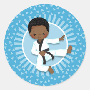 Afrikaanse Amerikaanse Karate Boy Judo Martial Art Ronde Sticker