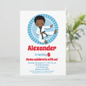 Afrikaanse Amerikaanse Karate Judo Boys Birthday Kaart (Staand voorkant)