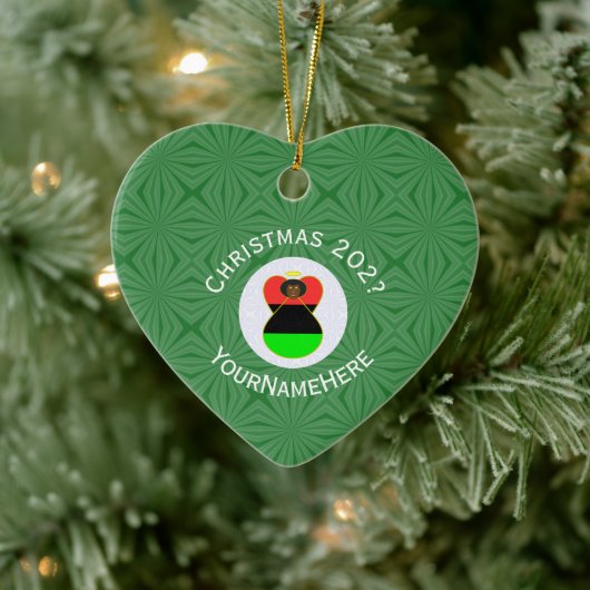 Afrikaanse Amerikaanse kerstangel: Jaar van het ha Keramisch Ornament (Boom)