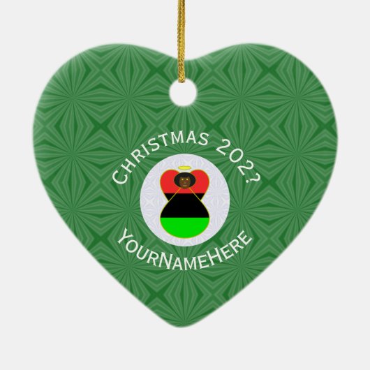 Afrikaanse Amerikaanse kerstangel: Jaar van het ha Keramisch Ornament (Achterkant)