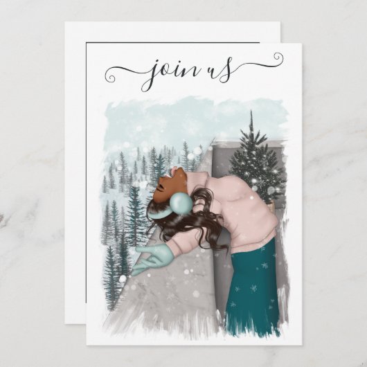 Afrikaanse Amerikaanse kerstfeestpartij Invi Kaart (Voorkant / Achterkant)