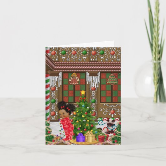 Afrikaanse Amerikaanse Kerstkaart Feestdagen Kaart (Voorkant)