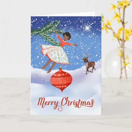 -Afrikaanse Amerikaanse kerstkaart Kaart (Gele Bloem)