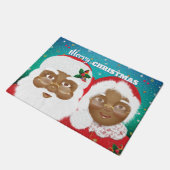 Afrikaanse Amerikaanse kerstman en mevrouw Claus K Deurmat (Schuin)