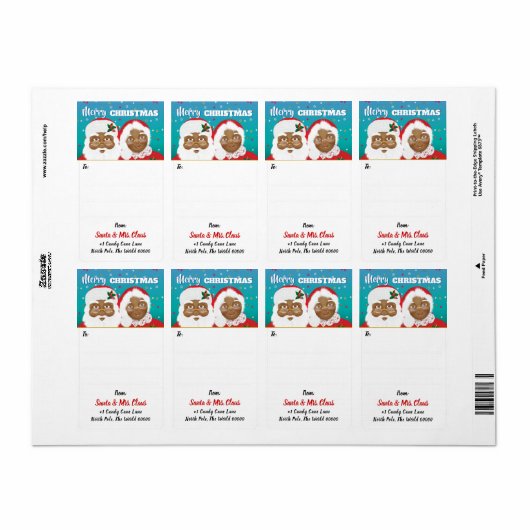 Afrikaanse Amerikaanse kerstman en mevrouw Claus K Etiket (Full Sheet)