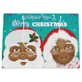 Afrikaanse Amerikaanse kerstman en mevrouw Claus K Groot Cadeauzakje (Voorkant)