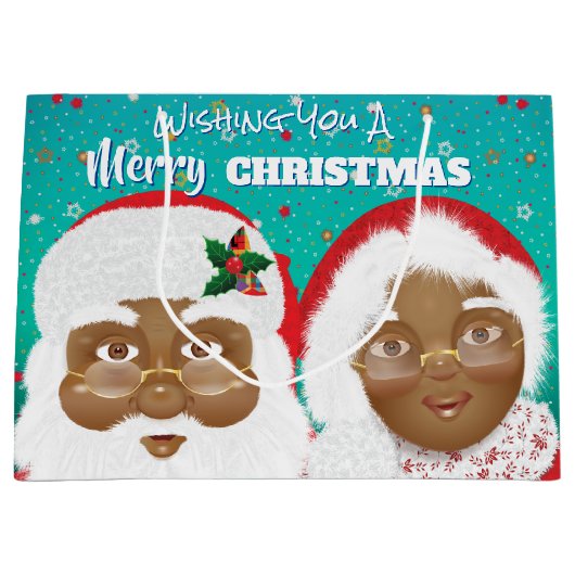 Afrikaanse Amerikaanse kerstman en mevrouw Claus K Groot Cadeauzakje (Voorkant)