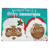 Afrikaanse Amerikaanse kerstman en mevrouw Claus K Groot Cadeauzakje (Achterkant)