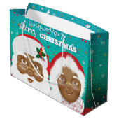 Afrikaanse Amerikaanse kerstman en mevrouw Claus K Groot Cadeauzakje (Achterkant Gekanteld)