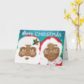Afrikaanse Amerikaanse kerstman en mevrouw Claus K Kaart (Gele Bloem)