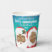 Afrikaanse Amerikaanse kerstman en mevrouw Claus K Papieren Bekers (Achterkant)