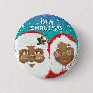 Afrikaanse Amerikaanse kerstman en mevrouw Claus K Ronde Button 5,7 Cm