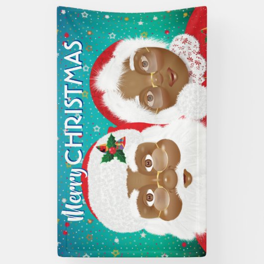 Afrikaanse Amerikaanse kerstman en mevrouw Claus K Spandoek (Verticaal)