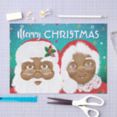 Afrikaanse Amerikaanse kerstman en mevrouw Claus K Tissuepapier (Craft)