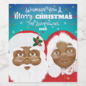 Afrikaanse Amerikaanse kerstman en mevrouw Claus K Wijn Etiket (Enkel label)
