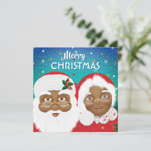 Afrikaanse Amerikaanse kerstman en Mrs Claus (Staand voorkant)
