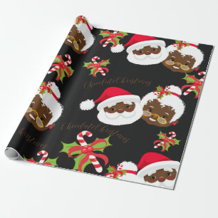 Afrikaanse Amerikaanse kerstman en Mrs Claus Cadeaupapier