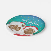 Afrikaanse Amerikaanse kerstman en Mrs Claus Papieren Bordje (Gekanteld)
