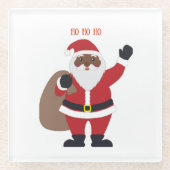 Afrikaanse Amerikaanse kerstman Glazen Onderzetter (Voorkant)