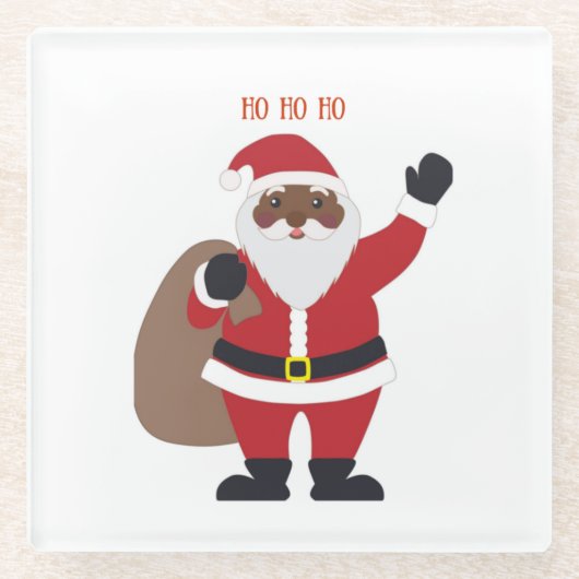 Afrikaanse Amerikaanse kerstman Glazen Onderzetter (Voorkant)