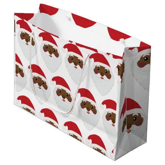 Afrikaanse Amerikaanse kerstman met grote cadeaus Groot Cadeauzakje (Voorkant Gekanteld)