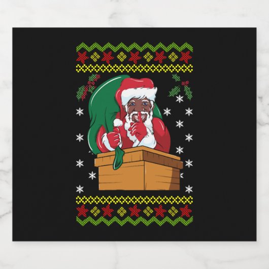 Afrikaanse Amerikaanse kerstman Sparkling Wijnetiket (Enkel label)