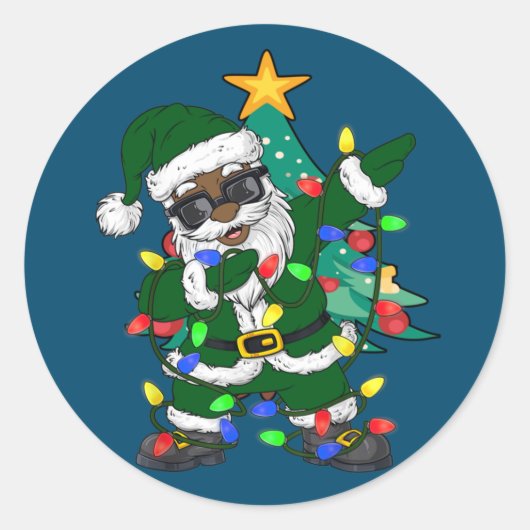 Afrikaanse Amerikaanse kerstman Ugly Kerstmis Paja Ronde Sticker (Voorkant)
