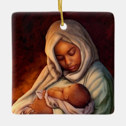 Afrikaanse Amerikaanse kerstsieraden Keramisch Ornament (Voorkant)