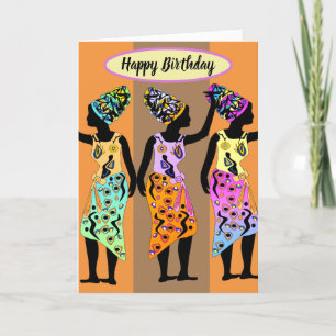 Afrikaanse Amerikaanse koningin Art Birthday Kaart