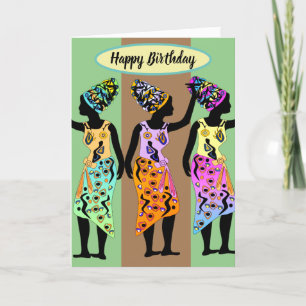 Afrikaanse Amerikaanse koningin Art Birthday Kaart