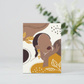 Afrikaanse Amerikaanse kunst, Leaf Girl Print, zwa Briefkaart (Staand voorkant)
