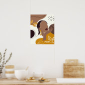 Afrikaanse Amerikaanse kunst, Leaf Girl Print, zwa Poster (Keuken)