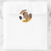 Afrikaanse Amerikaanse kunst, Leaf Girl Print, zwa Ronde Sticker (Tas)