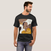 Afrikaanse Amerikaanse kunst, Leaf Girl Print, zwa T-shirt (Voorkant volledig)