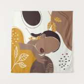 Afrikaanse Amerikaanse kunst, Leaf Girl Print, zwa Wandkleed (Voorkant (horizontaal))